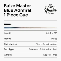 Baize Master Baize Master Blue Admiral 1 Piece Cue + 6" Mini-Butt Extension -Slok Billiards Equipment Store Artboard 7 copy