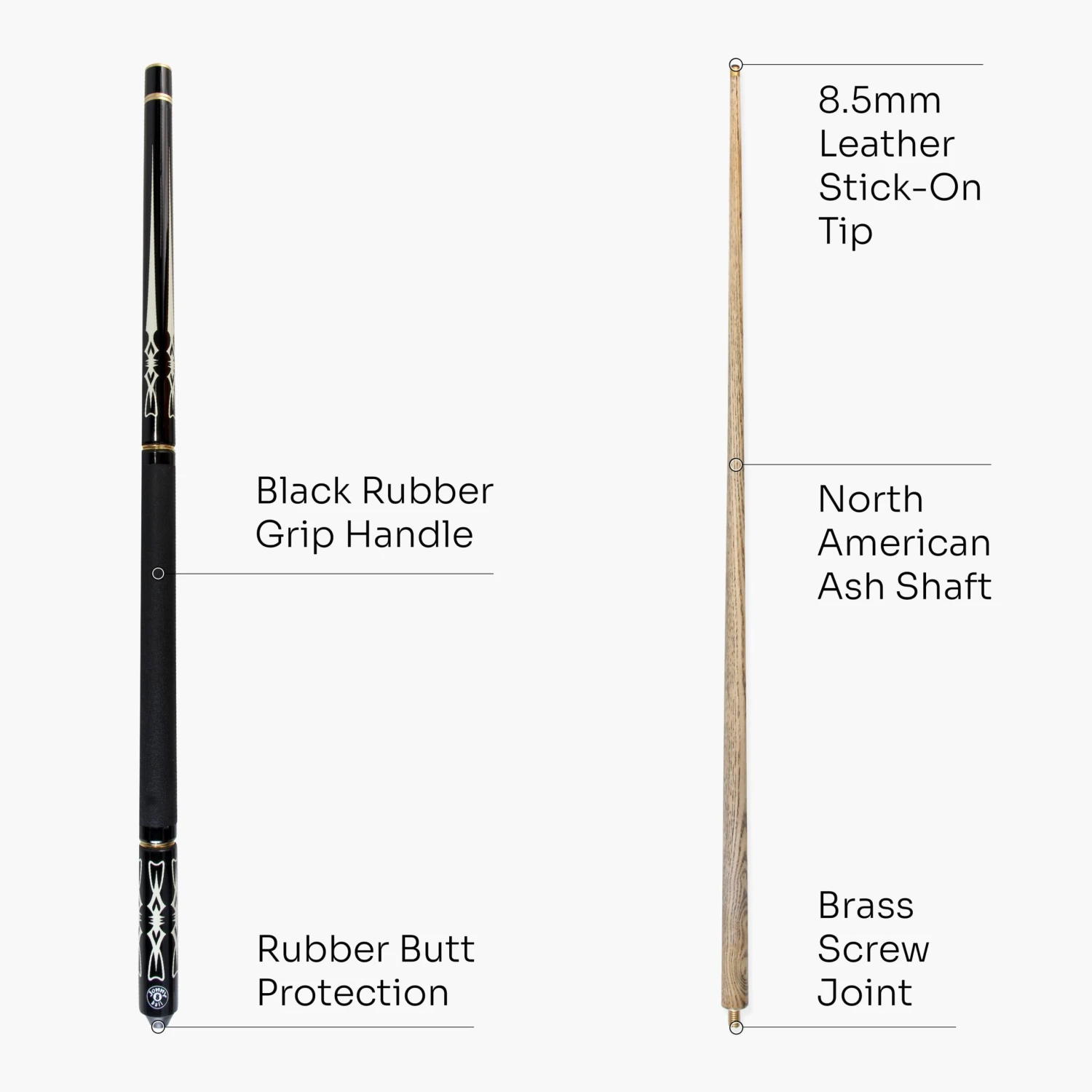 Jonny 8 Ball Jonny 8 Ball AZTEC 8.5mm Tip Adjustable 4 Piece Ash Pub Pool Cue, Shorten To 45" 7 Jonny 8 Ball Jonny 8 Ball AZTEC 8.5mm Tip Adjustable 4 Piece Ash Pub Pool Cue, Shorten To 45" - Image 5