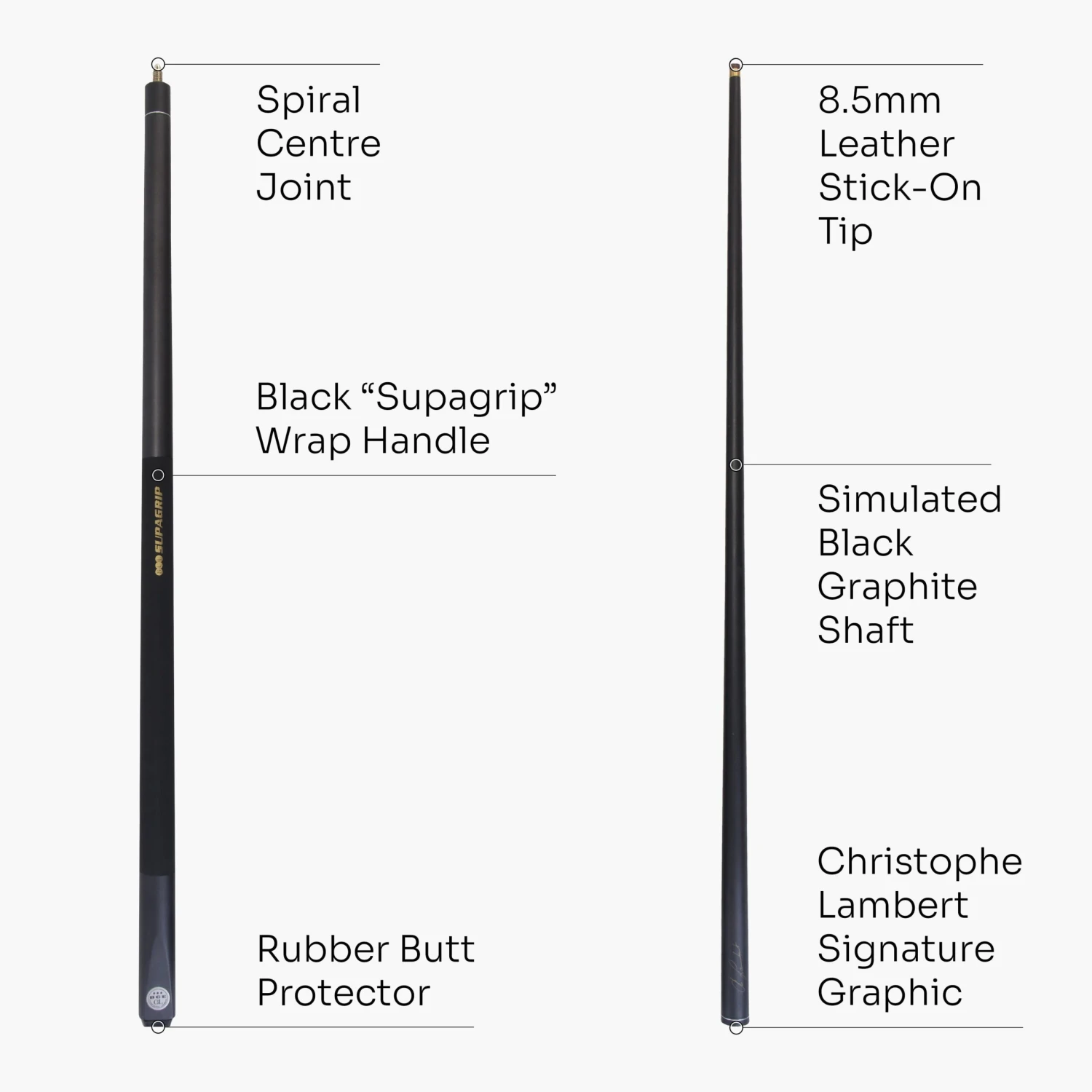 BCE BCE Christophe Lambert Black Mamba 2 Piece Snooker Pool Cue And Case Set 8.5mm Tip 6 BCE BCE Christophe Lambert Black Mamba 2 Piece Snooker Pool Cue And Case Set 8.5mm Tip - Image 4