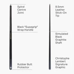 BCE BCE Christophe Lambert Exclusive BLACK MAMBA English 8 Ball Pool Cue - 8.5mm Tip -Slok Billiards Equipment Store Black Mamba 4