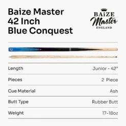 Baize Master Baize Master CONQUEST 42 Inch 2 Piece Junior Kids Snooker Pool Cue 9.5mm Layered Tip -Slok Billiards Equipment Store Blue8 6883d8fd dc0f 4dfd 84f2 e8276c798ae8