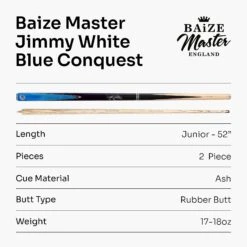 Baize Master Baize Master JIMMY WHITE Signature CONQUEST 52 Inch 2 Piece Kids Snooker Pool Cue 9.5mm Tip 22 Baize Master Baize Master JIMMY WHITE Signature CONQUEST 52 Inch 2 Piece Kids Snooker Pool Cue 9.5mm Tip -Slok Billiards Equipment Store Blue8 e7fd74e1 6b32 455d 8157 2254ae57b60f