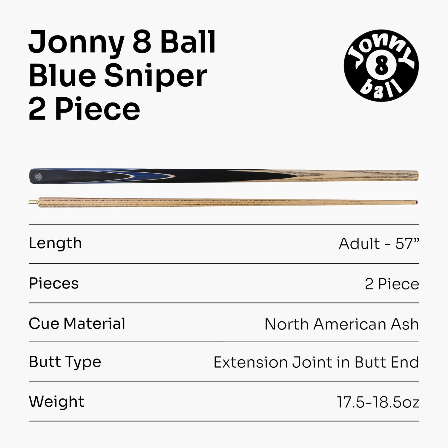 Jonny 8 Ball Jonny 8 Ball 2 Piece SNIPER 57 Inch Ash English Pool Cue With 8mm Pro Leather Tip 9 Jonny 8 Ball Jonny 8 Ball 2 Piece SNIPER 57 Inch Ash English Pool Cue With 8mm Pro Leather Tip - Image 7