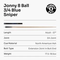 Jonny 8 Ball Jonny 8 Ball 3/4 SNIPER 57 Inch Ash English Pool Cue With 8mm Layered Pro Tip -Slok Billiards Equipment Store Blue 7 628af3e1 c4fe 4586 8d96 fa39d02108d9