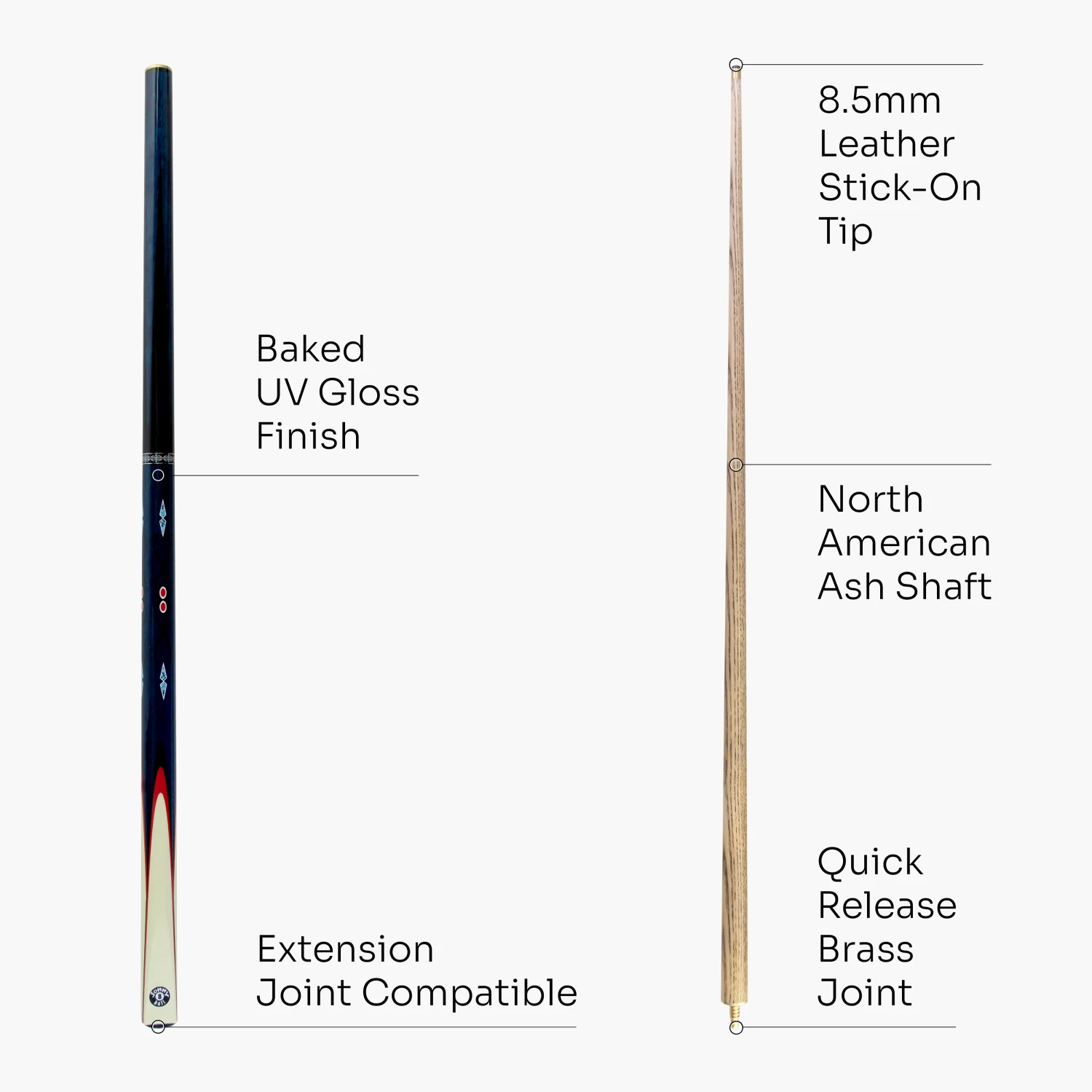 Jonny 8 Ball Jonny 8 Ball COMET 57 Inch 2 Piece Centre Joint Ash English Pool Cue With 8.5mm Tip 14 Jonny 8 Ball Jonny 8 Ball COMET 57 Inch 2 Piece Centre Joint Ash English Pool Cue With 8.5mm Tip - Image 12