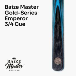 Baize Master Baize Master Gold Series 58 Inch EMPEROR ¾ Jointed Snooker Pool Cue With 9.5mm Tip And 6 Inch Mini Butt -Slok Billiards Equipment Store Blue EMP 2