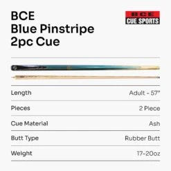 BCE Stylish BCE BLUE PINSTRIPE 2 Piece Ash Snooker Pool Cue - 9.5mm Tip 15 BCE Stylish BCE BLUE PINSTRIPE 2 Piece Ash Snooker Pool Cue - 9.5mm Tip -Slok Billiards Equipment Store Blue Pinstripe 7