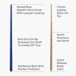 Jonny 8 Ball Jonny 8 Ball TRIAD 57 Inch 3 Piece Snooker Pool Cue 9.5mm Tip - Shorten To 39 Inch -Slok Billiards Equipment Store Blue Triad 5