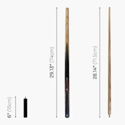 Baize Master Baize Master CRUCIBLE 57 Inch 2 Piece Centre Joint Ash Snooker Pool Cue With 9.5mm Tip + Mini Butt Extension -Slok Billiards Equipment Store Brown 6 2pc