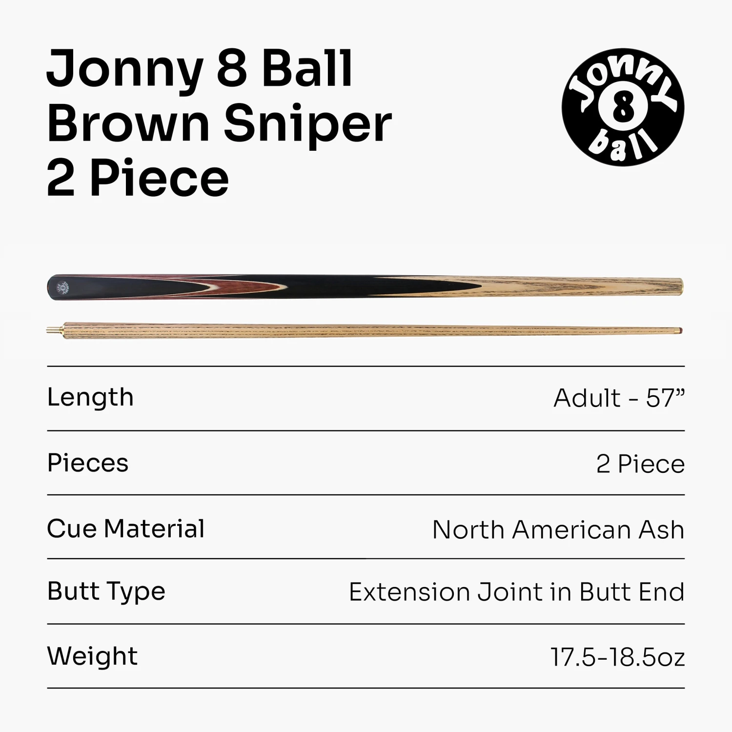 Jonny 8 Ball Jonny 8 Ball 2 Piece SNIPER 57 Inch Ash English Pool Cue With 8mm Pro Leather Tip 16 Jonny 8 Ball Jonny 8 Ball 2 Piece SNIPER 57 Inch Ash English Pool Cue With 8mm Pro Leather Tip - Image 14