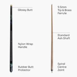 Riley Riley Black DRAGON 8 BALL Ash 2 Piece Pool Snooker Cue - 9.5mm Tip -Slok Billiards Equipment Store Dragon 4