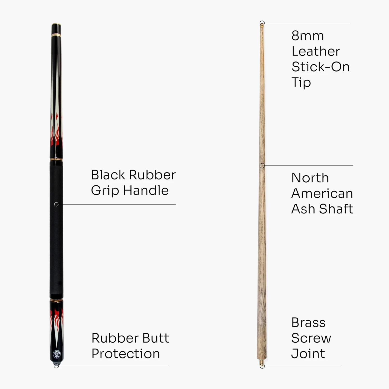 Jonny 8 Ball Jonny 8 Ball 57 Inch Adjustable 4 Piece Pool Cue 8mm Tip - Shorten To 45 Inch 14 Jonny 8 Ball Jonny 8 Ball 57 Inch Adjustable 4 Piece Pool Cue 8mm Tip - Shorten To 45 Inch - Image 12