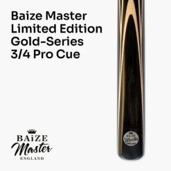 Baize Master BAIZE MASTER Limited Edition Gold Series 57 Inch ¾ Jointed Professional English Pool Cue 8.5mm With Hand-fitted Medium Pro Tip – Polished And Finished Locally In The UK! -Slok Billiards Equipment Store G66 2