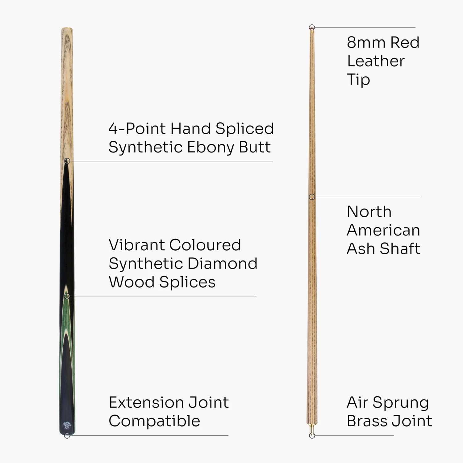 Jonny 8 Ball Jonny 8 Ball 2 Piece SNIPER 57 Inch Ash English Pool Cue With 8mm Pro Leather Tip 20 Jonny 8 Ball Jonny 8 Ball 2 Piece SNIPER 57 Inch Ash English Pool Cue With 8mm Pro Leather Tip - Image 18