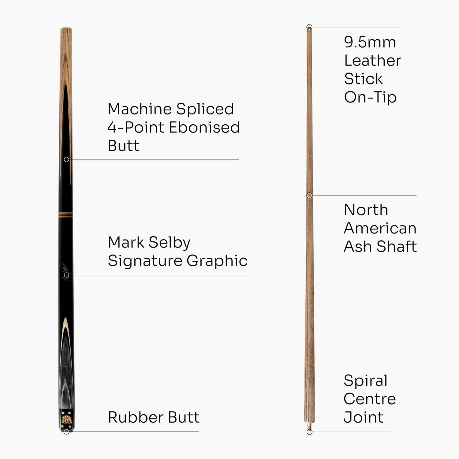 BCE BCE MARK SELBY Signature Heritage 57 Inch 2 Piece Snooker Pool Cue 9.5mm Tip 6 BCE BCE MARK SELBY Signature Heritage 57 Inch 2 Piece Snooker Pool Cue 9.5mm Tip - Image 4