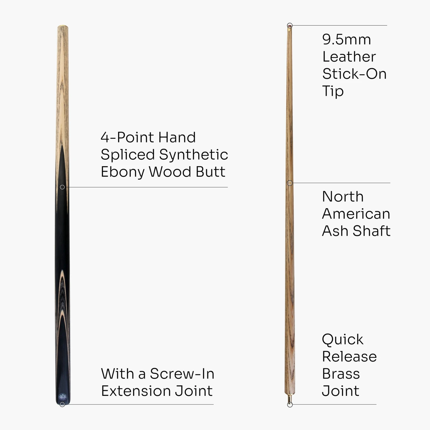 Cue + Case Baize Master CRUCIBLE 57 Inch 2 Piece Snooker Pool Cue And Case Set 9.5mm Tip 7 Cue + Case Baize Master CRUCIBLE 57 Inch 2 Piece Snooker Pool Cue And Case Set 9.5mm Tip - Image 5