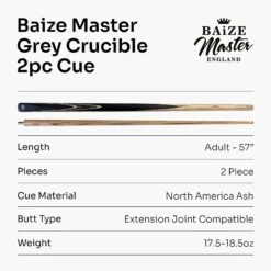 Baize Master Baize Master CRUCIBLE 57 Inch 2 Piece Centre Joint Ash Snooker Pool Cue With 9.5mm Tip + Mini Butt Extension -Slok Billiards Equipment Store Grey82pc 60fbbf92 c04f 4477 994d 04c9c1bd19a0