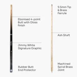 Baize Master Baize Master Jimmy White VICTORY 57 Inch Cue And Case Set 9.5mm Tip With Black Hard Case -Slok Billiards Equipment Store GreyVictory4