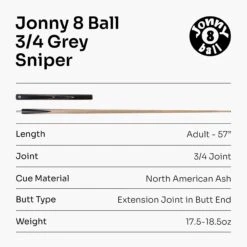 Jonny 8 Ball Jonny 8 Ball 3/4 SNIPER 57 Inch Ash English Pool Cue With 8mm Layered Pro Tip -Slok Billiards Equipment Store Grey 7 b4e7ec0f 87bf 4c67 96ec 0db81733dbe4