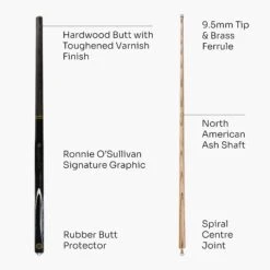 BCE BCE Ronnie O'Sullivan Grey Elegance 57 Inch 2 Piece Ash Snooker Pool Cue 9.5mm Tip -Slok Billiards Equipment Store Grey Elegance 4