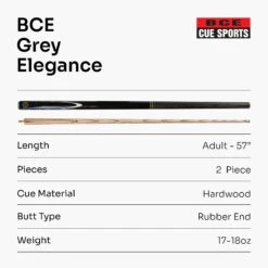 BCE BCE Ronnie O'Sullivan Grey Elegance 57 Inch 2 Piece Ash Snooker Pool Cue 9.5mm Tip -Slok Billiards Equipment Store Grey Elegance 7 copy