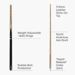 Riley Riley HD-400 Anti Shock Impact ASI 57 Inch 2 Piece Centre Joint Snooker Pool Cue And Case Set With Weight Adjustable WAC Technology 9.5mm Tip -Slok Billiards Equipment Store HD 4004