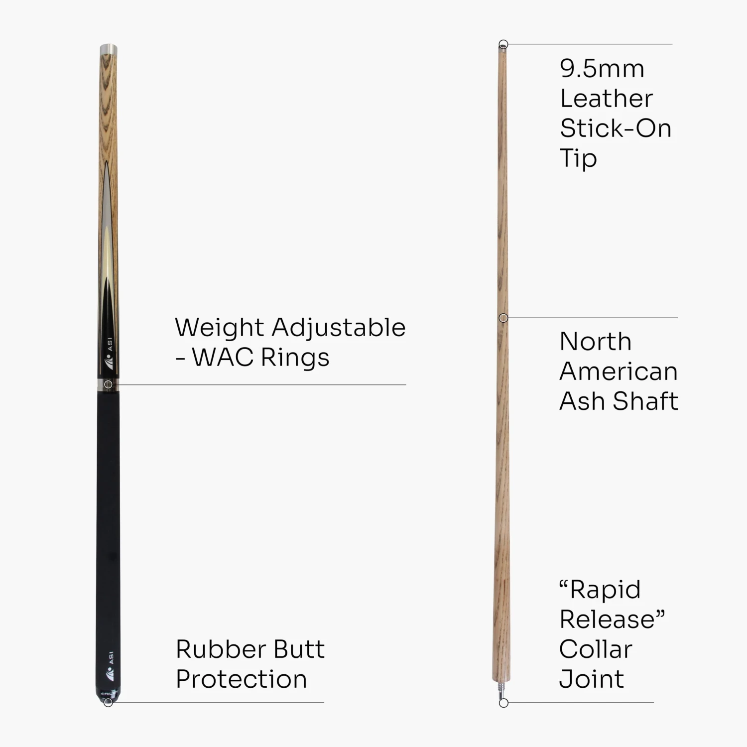 Riley Riley HD-400 ASI 2 Piece Weight Adjustable Snooker Pool Cue With WAC Technology 9.5mm Tip 6 Riley Riley HD-400 ASI 2 Piece Weight Adjustable Snooker Pool Cue With WAC Technology 9.5mm Tip - Image 4