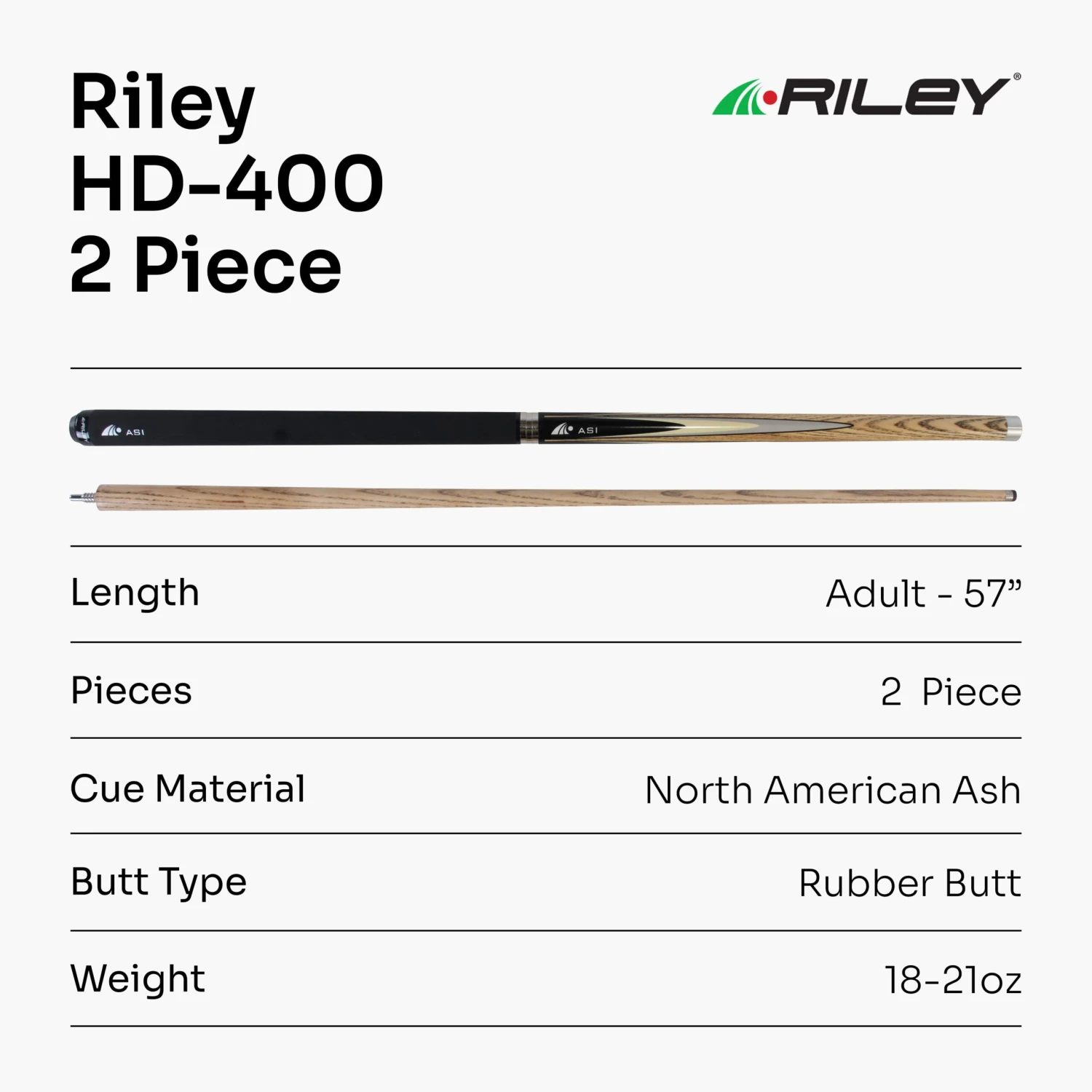 Riley Riley HD-400 ASI 2 Piece Weight Adjustable Snooker Pool Cue With WAC Technology 9.5mm Tip 9 Riley Riley HD-400 ASI 2 Piece Weight Adjustable Snooker Pool Cue With WAC Technology 9.5mm Tip - Image 7