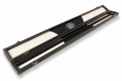 Baize Master Baize Master Deluxe PLAIN BLACK 2pc Pool And Snooker Cue Case With Metal Badge And Plastic Ends - Black White Interior -Slok Billiards Equipment Store IMG 0511