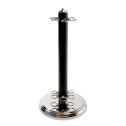 Cue & Case Freestanding BLACK And Chrome Metal Pool And Snooker Cue Rack For Up To 6 Cues