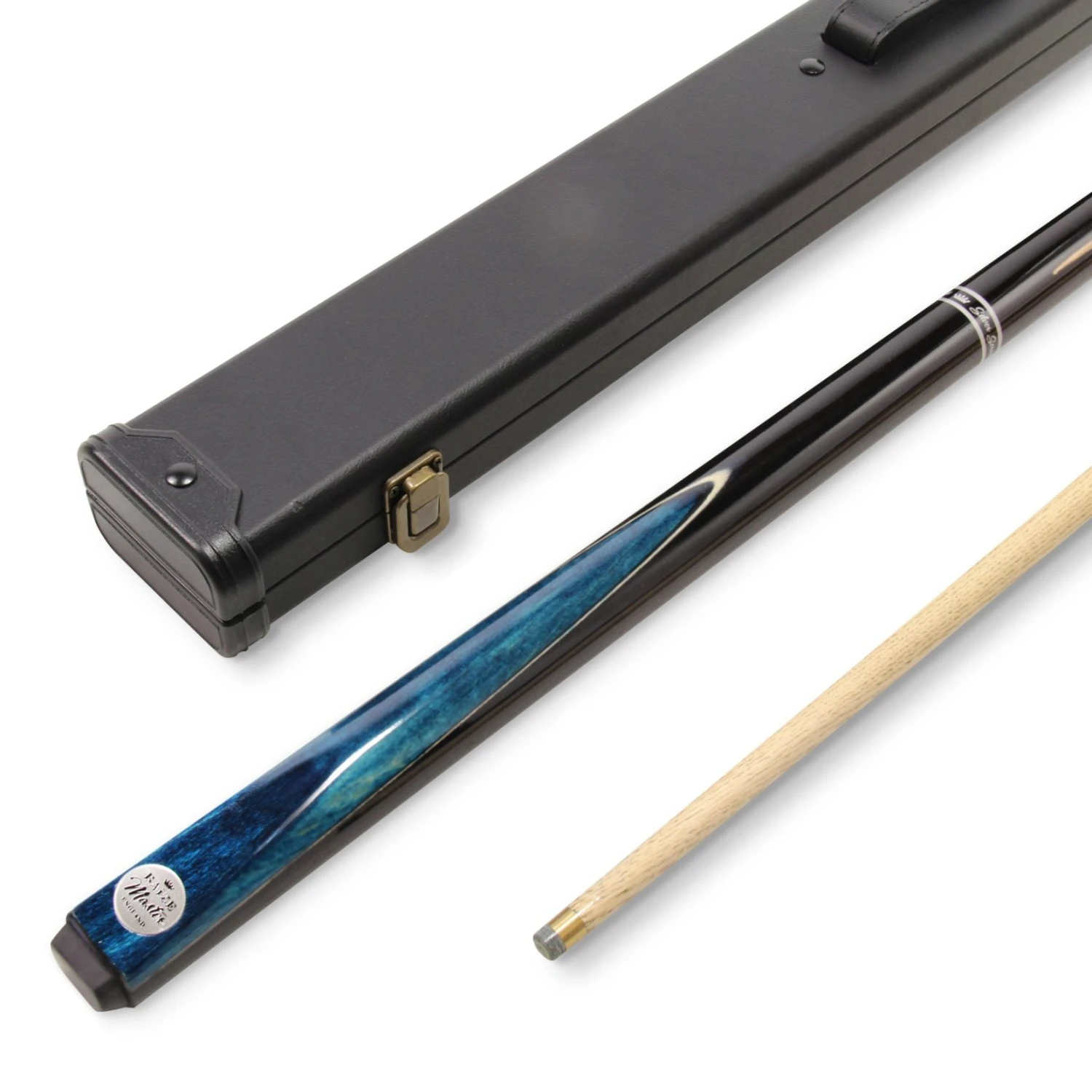 Baize Master Baize Master Silver Series 52 Inch BLUE CONQUEST Snooker Pool 2pc Ash Cue Set With Baize Master Black Metal Badge Case - 9.5mm 3 Baize Master Baize Master Silver Series 52 Inch BLUE CONQUEST Snooker Pool 2pc Ash Cue Set With Baize Master Black Metal Badge Case - 9.5mm