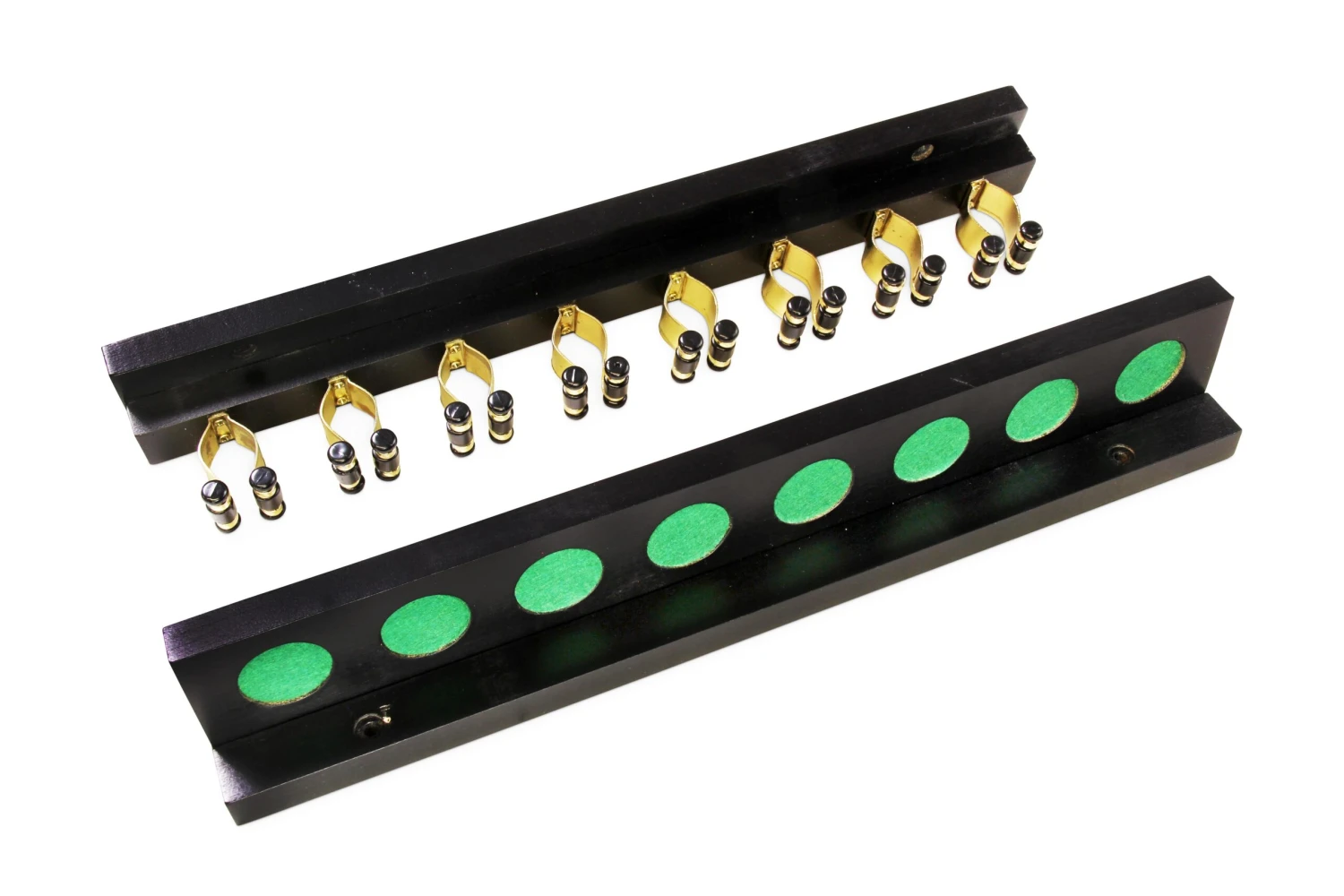 Cue + Case Funky Chalk 8 Way STRAIGHT Wall Mounted Snooker Pool Cue Rack With Brass Clips - Holds 8 Cues 4 Cue + Case Funky Chalk 8 Way STRAIGHT Wall Mounted Snooker Pool Cue Rack With Brass Clips - Holds 8 Cues - Image 2