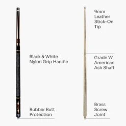 Jonny 8 Ball Jonny 8 Ball 'INCA' 9mm Tip, Adjustable 4 Piece Ash Pool Cue - Shorten To 45" -Slok Billiards Equipment Store Inca 4
