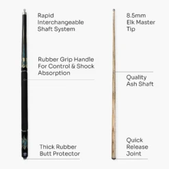 Cue + Case Jonny 8 Ball AQUA RISS 57 Inch 2 Piece Centre Joint English Pool Cue With 8.5mm Elk Master Tip 14 Cue + Case Jonny 8 Ball AQUA RISS 57 Inch 2 Piece Centre Joint English Pool Cue With 8.5mm Elk Master Tip -Slok Billiards Equipment Store J8B AR 4