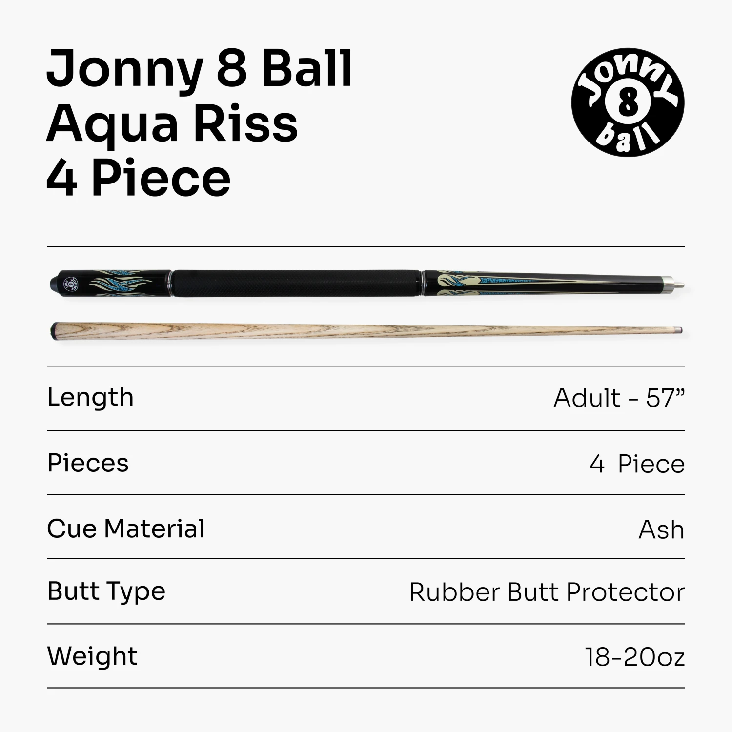 Cue + Case Jonny 8 Ball AQUA RISS 57 Inch 2 Piece Centre Joint English Pool Cue With 8.5mm Elk Master Tip 10 Cue + Case Jonny 8 Ball AQUA RISS 57 Inch 2 Piece Centre Joint English Pool Cue With 8.5mm Elk Master Tip - Image 8