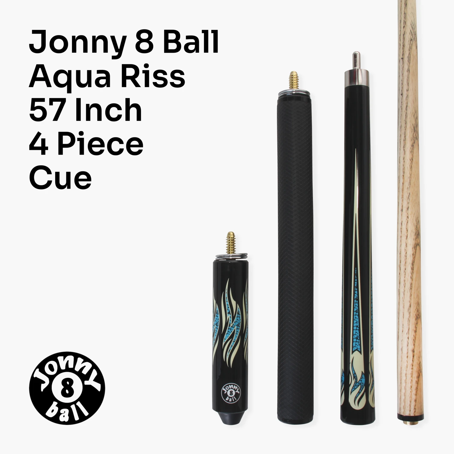 Cue + Case Jonny 8 Ball AQUA RISS 57 Inch 2 Piece Centre Joint English Pool Cue With 8.5mm Elk Master Tip 5 Cue + Case Jonny 8 Ball AQUA RISS 57 Inch 2 Piece Centre Joint English Pool Cue With 8.5mm Elk Master Tip - Image 3