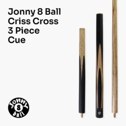 Jonny 8 Ball Jonny 8 Ball 57 Inch 3 Piece Length Adjustable Snooker Pool Cue 9mm Tip - Shorten To 44" -Slok Billiards Equipment Store J8B CRISS CROSS 8