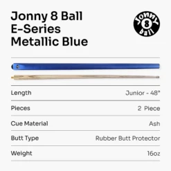 Jonny 8 Ball Jonny 8 Ball Metallic E-Series 2 Piece Centre Joint Snooker Pool Cue 9.5mm Tip -Slok Billiards Equipment Store J8B MB 7