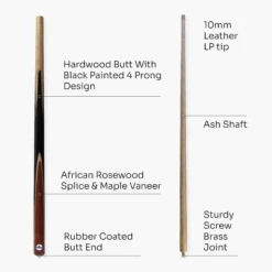 Kudos Kudos 48 Inch JUNIOR SAVANNA 2pc Centre Joint Ash Snooker Pool Cue 10mm Tip -Slok Billiards Equipment Store K S 4