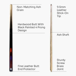 Kudos Kudos Classic Range 48 Inch Junior Kids 2 Piece Snooker Pool Cue With 9.5mm Tip -Slok Billiards Equipment Store KC PR 4