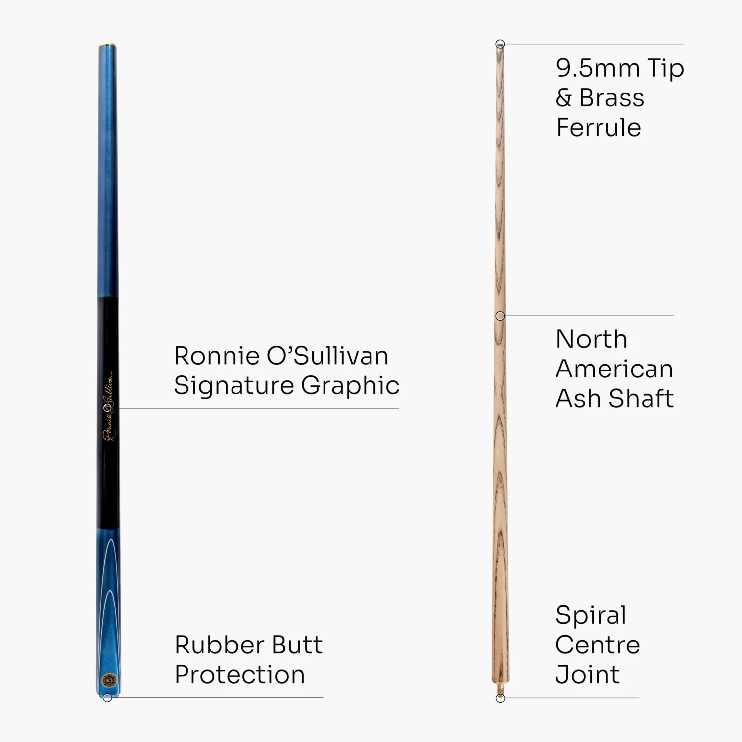 BCE BCE BLUE MERLIN 2pc Ash Pool Snooker Cue & BLACK REINFORCED CASE - 9.5mm Tip 6 BCE BCE BLUE MERLIN 2pc Ash Pool Snooker Cue & BLACK REINFORCED CASE - 9.5mm Tip - Image 4