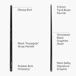 BCE BCE Mark Selby 'Simulated Graphite Shaft' Snooker & Pool Cue - Metallic BLACK 10 BCE BCE Mark Selby 'Simulated Graphite Shaft' Snooker & Pool Cue - Metallic BLACK -Slok Billiards Equipment Store Metallic Black 4