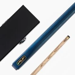 Riley Riley METALLIC BLUE 2pc Ash English Pool Cue & Plain Black HARD CASE 8.5mm Tip