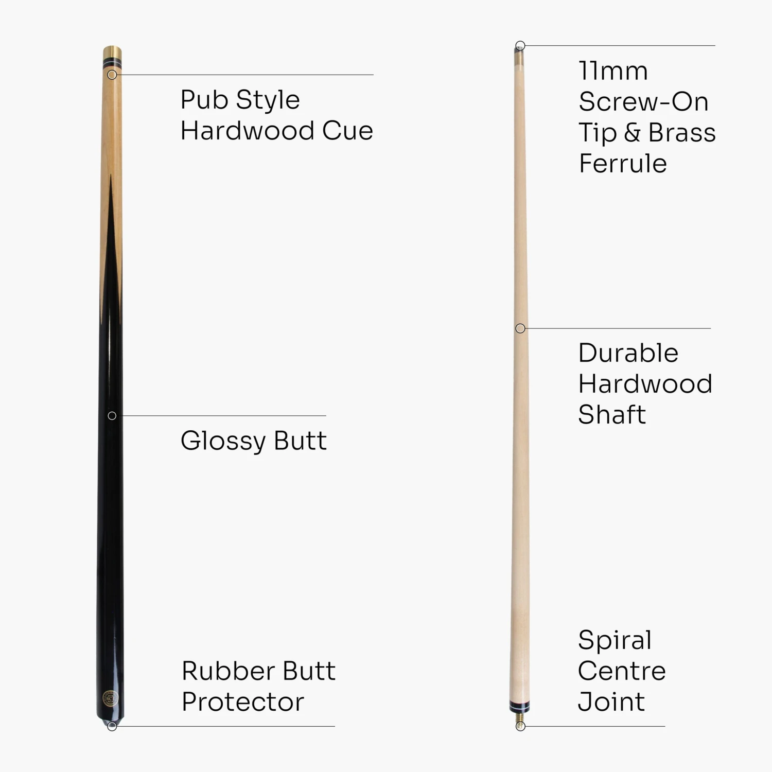 BCE BCE 57 Inch 2pc Black POOL MASTER Economy Hardwood Pool Snooker Cue With 11mm Screw On Tip - Great Starter Cue For Beginner Players! 5 BCE BCE 57 Inch 2pc Black POOL MASTER Economy Hardwood Pool Snooker Cue With 11mm Screw On Tip - Great Starter Cue For Beginner Players! - Image 3