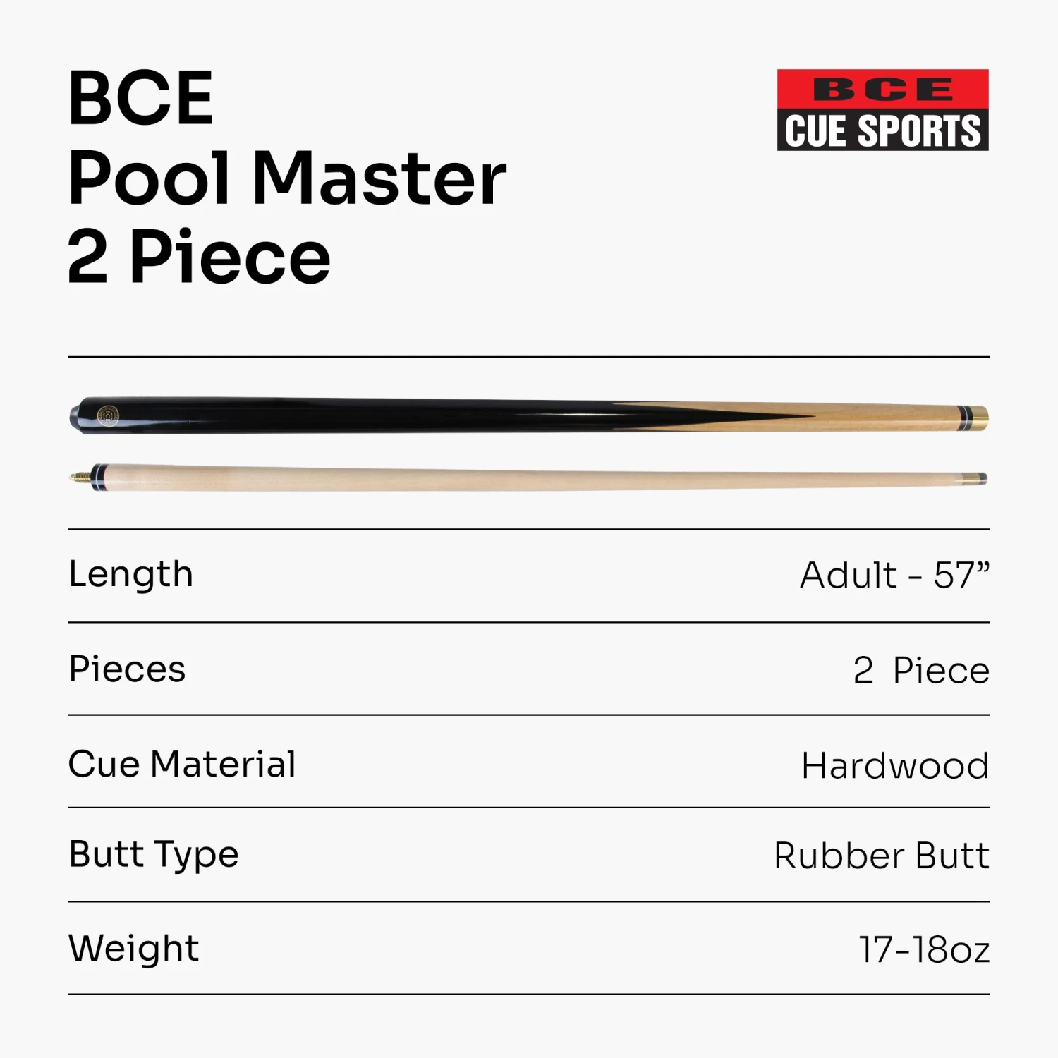 BCE BCE 57 Inch 2pc Black POOL MASTER Economy Hardwood Pool Snooker Cue With 11mm Screw On Tip - Great Starter Cue For Beginner Players! 8 BCE BCE 57 Inch 2pc Black POOL MASTER Economy Hardwood Pool Snooker Cue With 11mm Screw On Tip - Great Starter Cue For Beginner Players! - Image 6