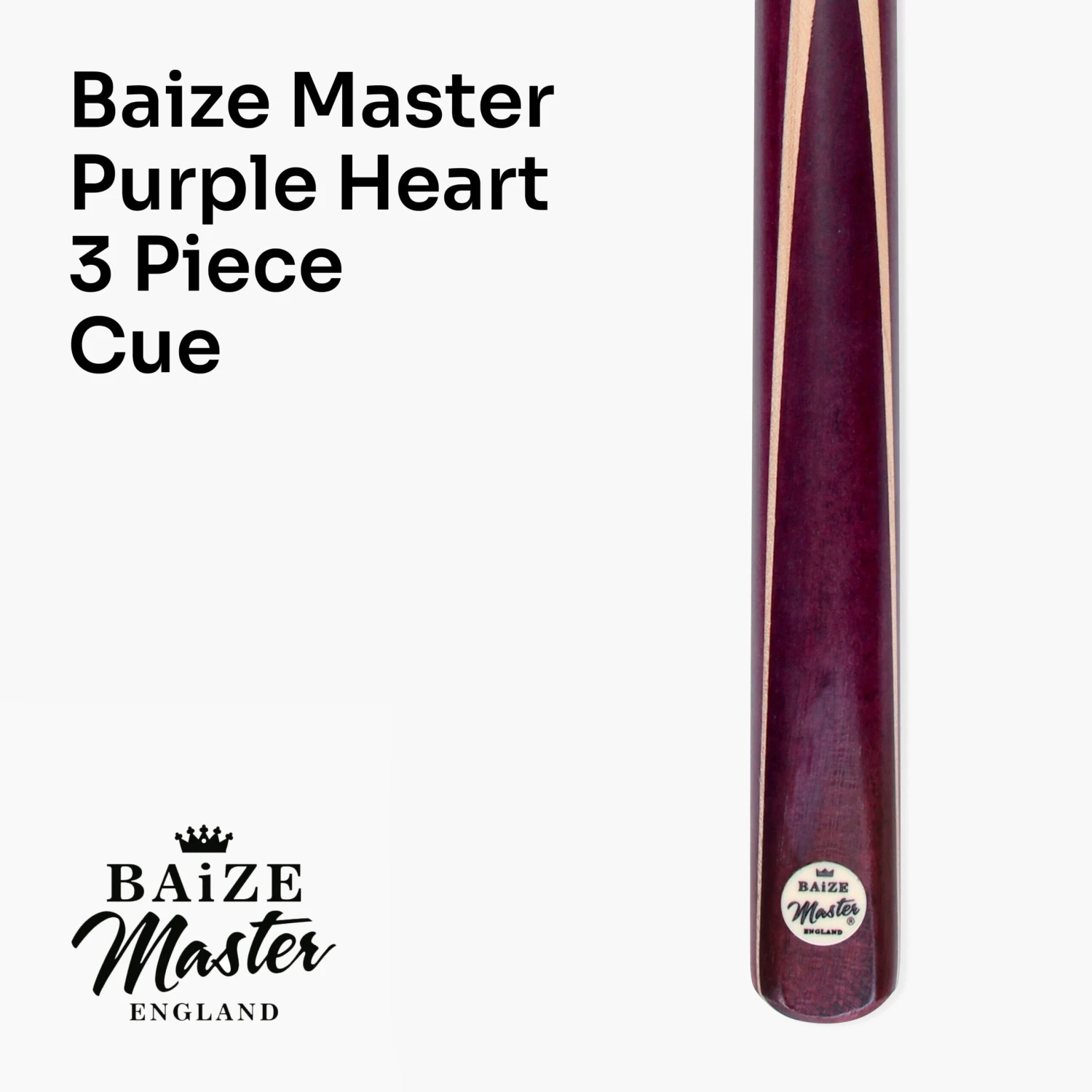 Baize Master Baize Master PURPLE HEART 57 Inch 3 Piece Length Adjustable Double Joint Ash Snooker Pool Cue With 9.5mm Tip + Mini Butt - Shorten To 43 Inches 4 Baize Master Baize Master PURPLE HEART 57 Inch 3 Piece Length Adjustable Double Joint Ash Snooker Pool Cue With 9.5mm Tip + Mini Butt - Shorten To 43 Inches - Image 2