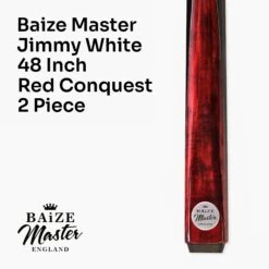 Baize Master Baize Master JIMMY WHITE Signature CONQUEST 48 Inch 2 Piece Kids Snooker Pool Cue 9.5mm Tip -Slok Billiards Equipment Store Red248