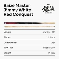 Baize Master Baize Master JIMMY WHITE Signature CONQUEST 48 Inch 2 Piece Kids Snooker Pool Cue 9.5mm Tip -Slok Billiards Equipment Store Red8 9b84e552 d3cf 4d5a 811a add8eb4838e5