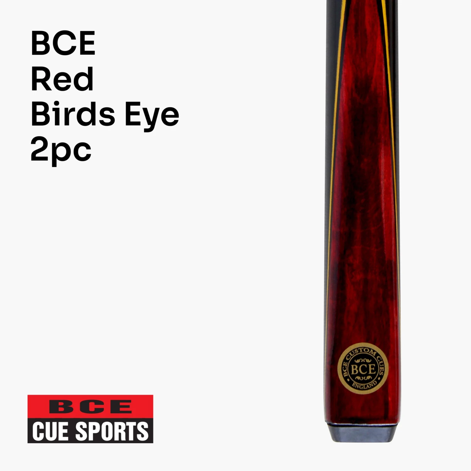 BCE BCE Red Birds Eye 57 Inch 2 Piece Snooker Pool Cue And Case Set 9.5mm Tip 4 BCE BCE Red Birds Eye 57 Inch 2 Piece Snooker Pool Cue And Case Set 9.5mm Tip - Image 2