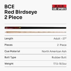 BCE BCE Red Birds Eye Two Piece Ash Snooker Pool Cue - 9.5mm Tip 13 BCE BCE Red Birds Eye Two Piece Ash Snooker Pool Cue - 9.5mm Tip -Slok Billiards Equipment Store RedBirdsEye7